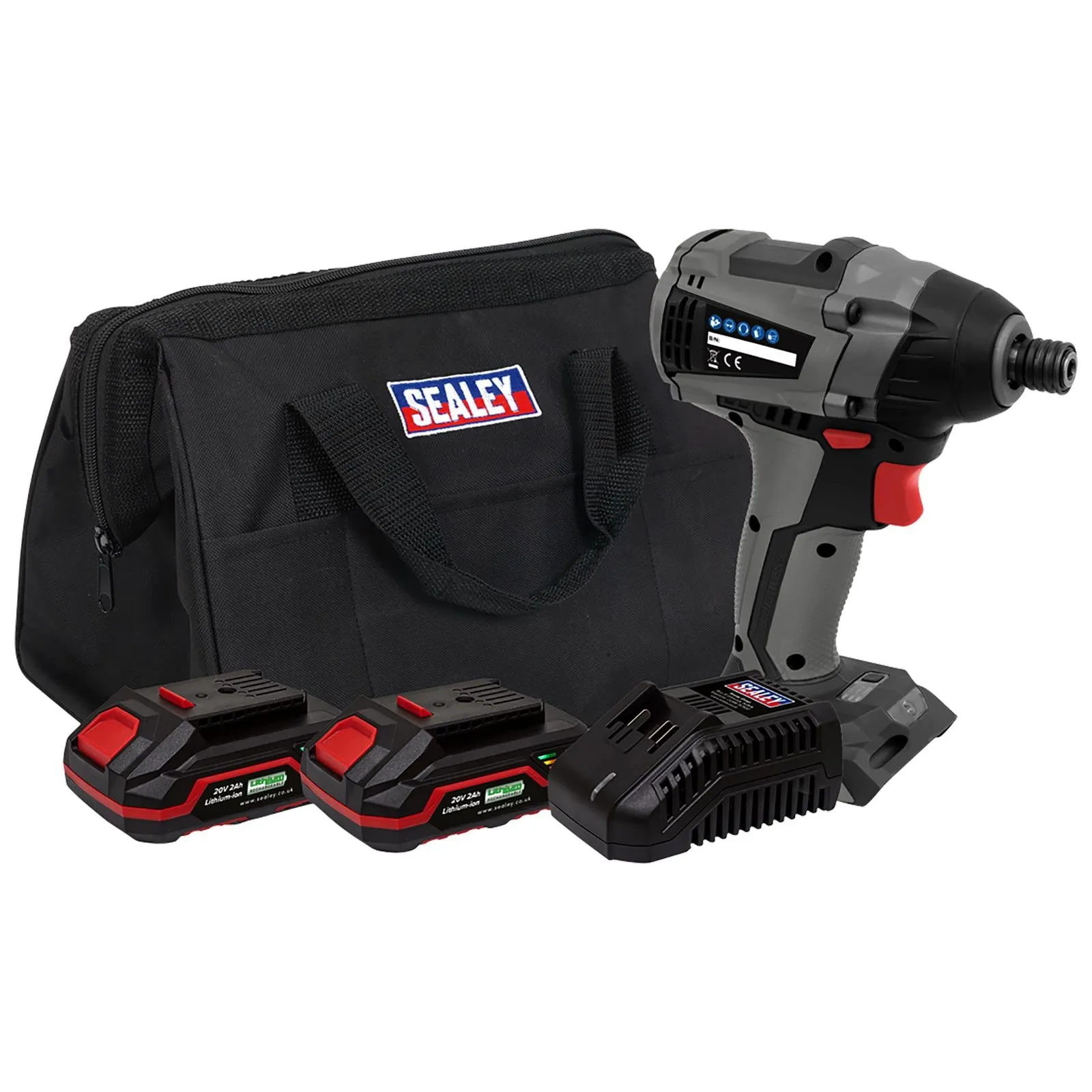 Sealey Premier Brushless Impact Driver Kit 1/4"Hex 20V SV20 Series - 2 Batteries