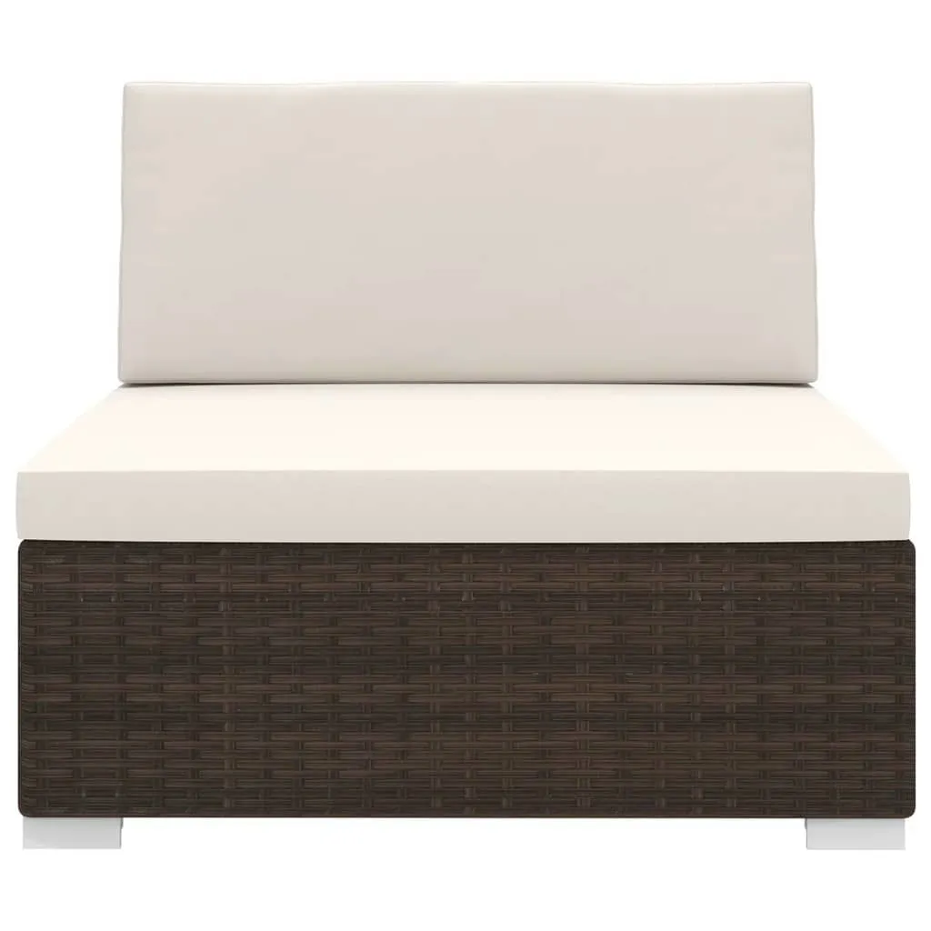 Sectional Middle Seat with Cushions Poly Rattan Brown