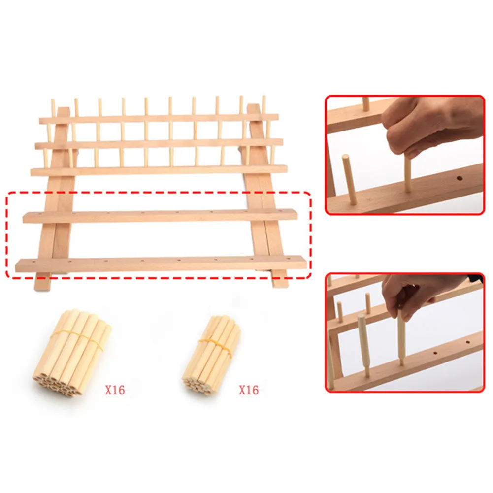Sewing Tool Thread Rack Wooden Organizer Foldable Wood Thread Stand Rack Holds Organizer Wall Mount Sewing Storage Holder