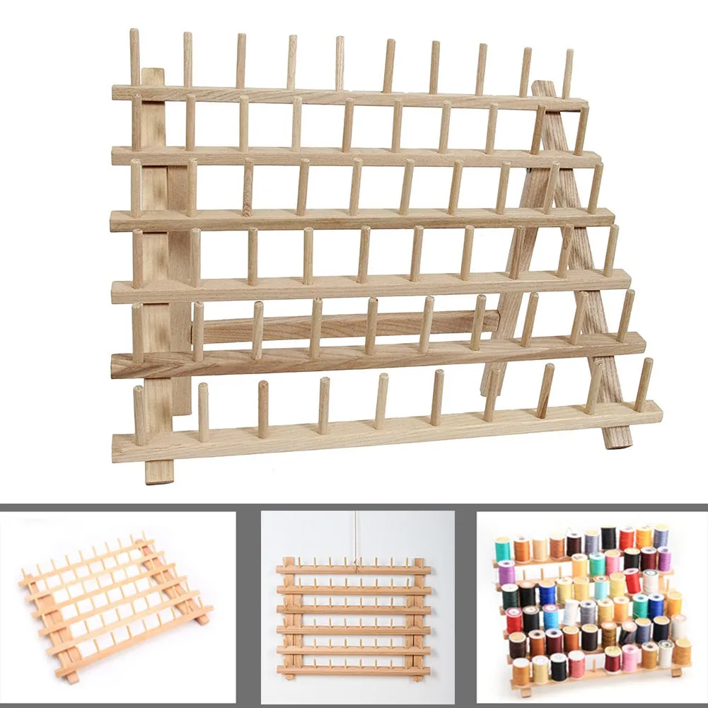 Sewing Tool Thread Rack Wooden Organizer Foldable Wood Thread Stand Rack Holds Organizer Wall Mount Sewing Storage Holder