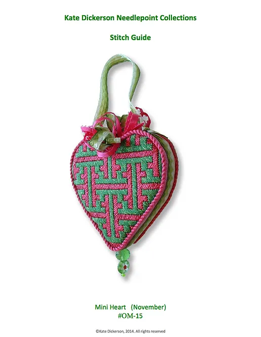 SG-OM-15 - Stitch Guide for OM-15 – Mini Heart – Chinoiserie Lattice – green & pink