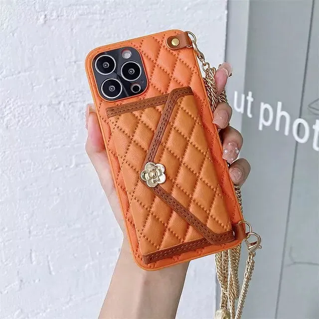 Shoulder Chain Case For iPhone 13 Rhombic Lattice