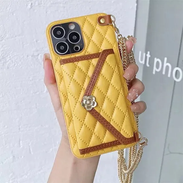 Shoulder Chain Case For iPhone 13 Rhombic Lattice