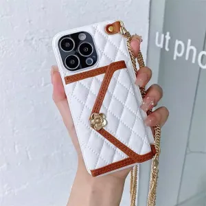 Shoulder Chain Case For iPhone 13 Rhombic Lattice