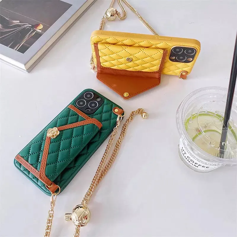 Shoulder Chain Case For iPhone 13 Rhombic Lattice