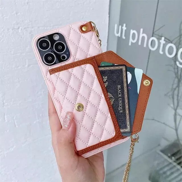 Shoulder Chain Case For iPhone 13 Rhombic Lattice
