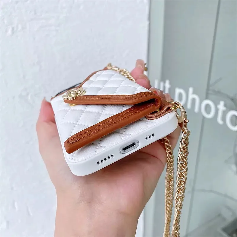 Shoulder Chain Case For iPhone 13 Rhombic Lattice