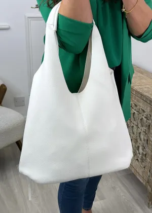 Sicily White Zip Detail Tote Bag