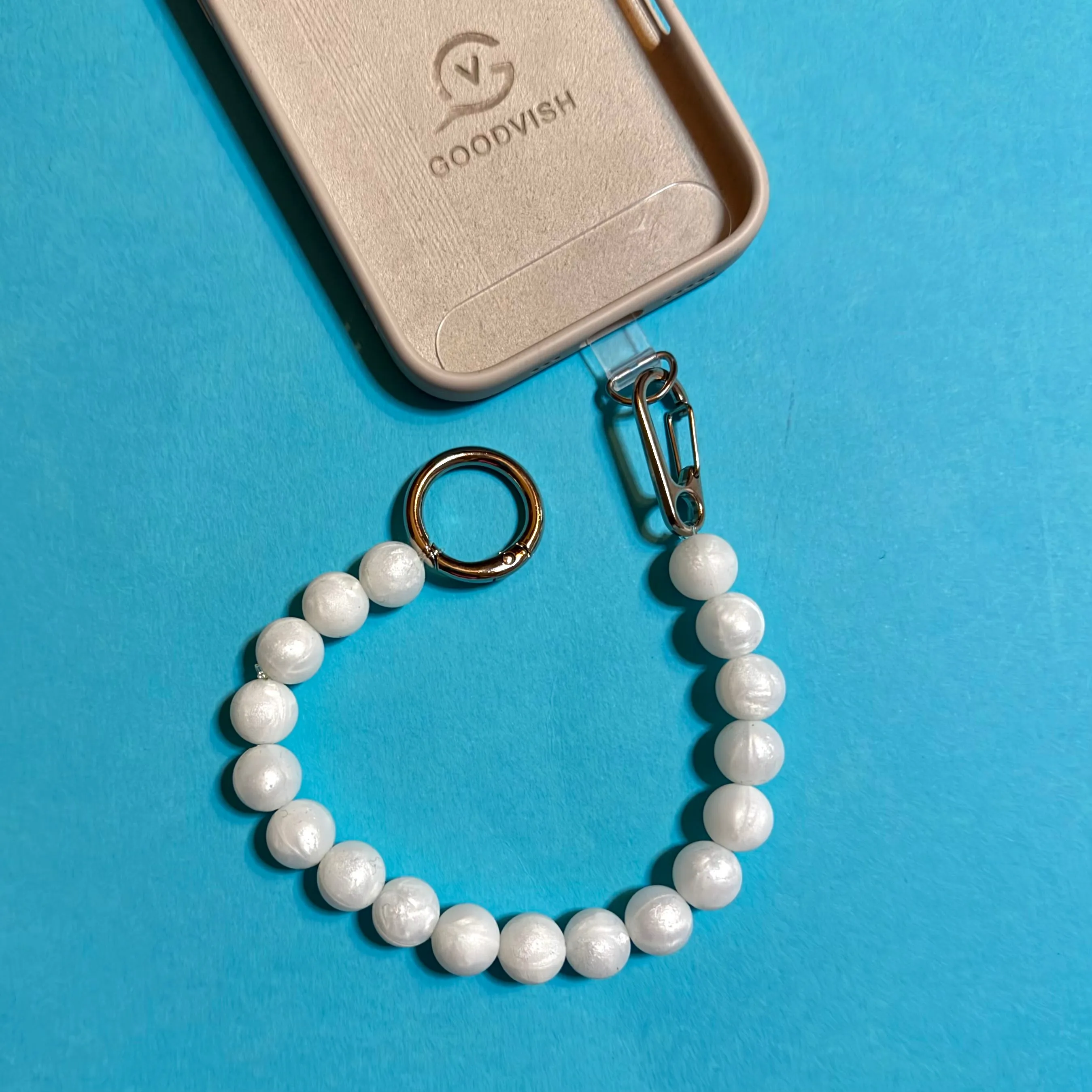 Silicone pearl phone wrist strap lanyard
