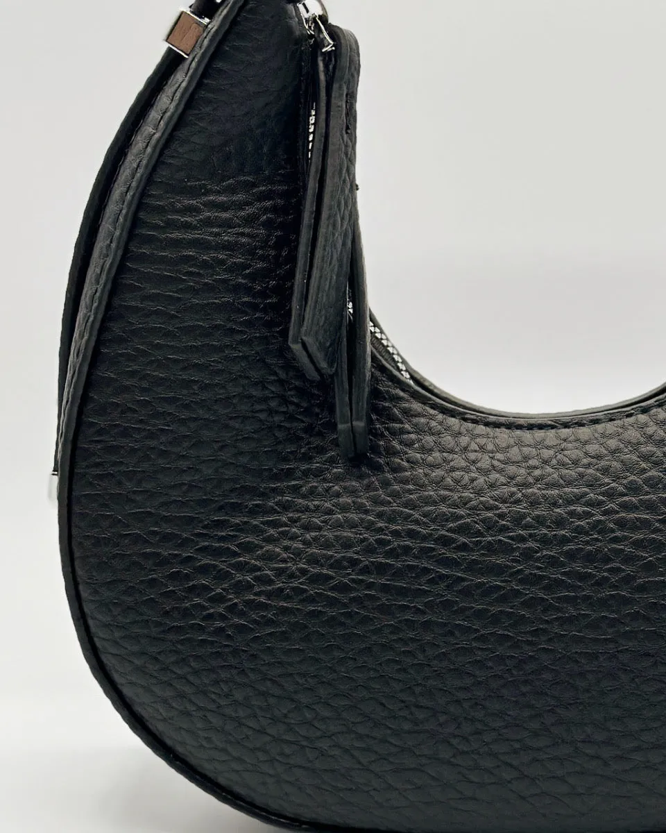 Small Leather Shoulder Bag in Black