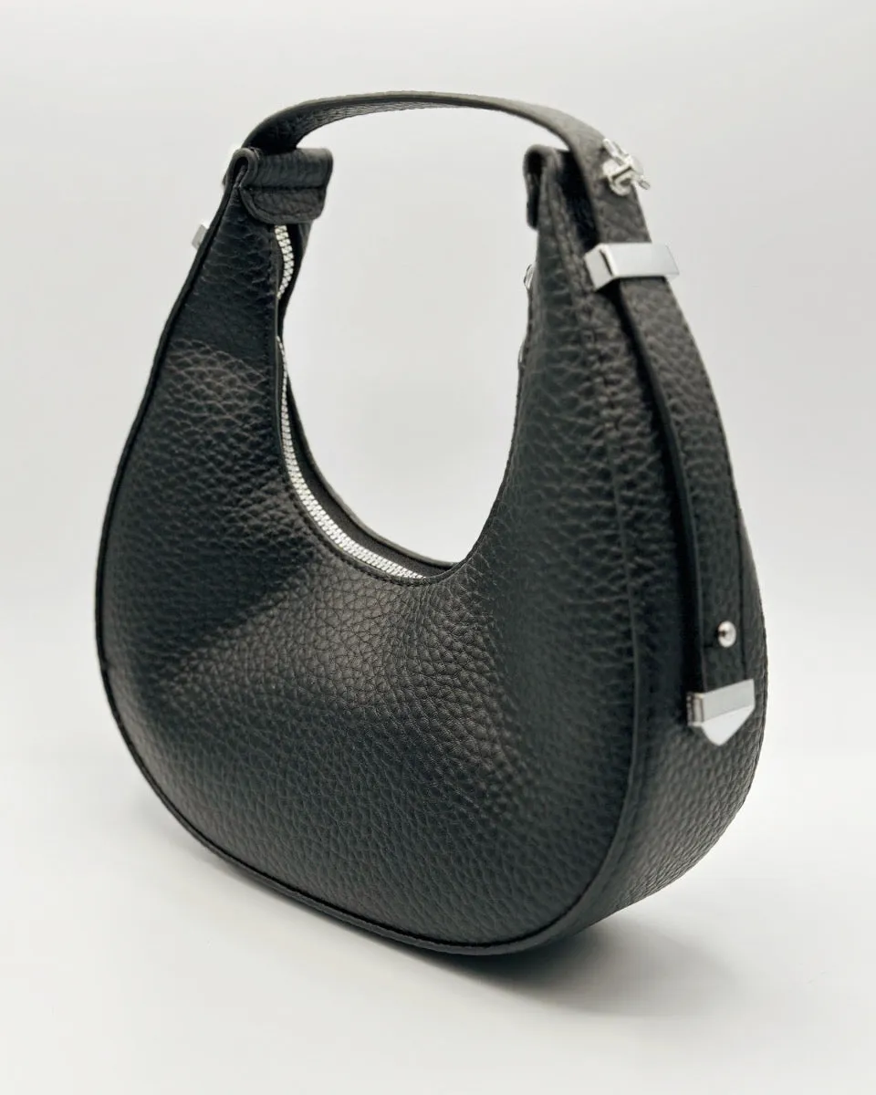 Small Leather Shoulder Bag in Black