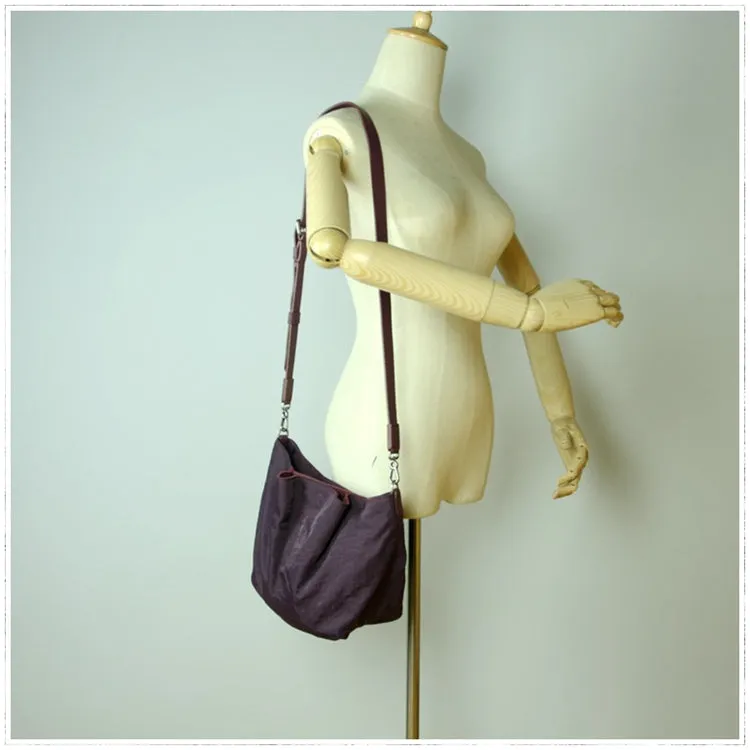 Small Womens Gray Nylon Leather Crossbody Handbag Purse Bucket Gray Nylon Shoulder Bag Purse for Ladies
