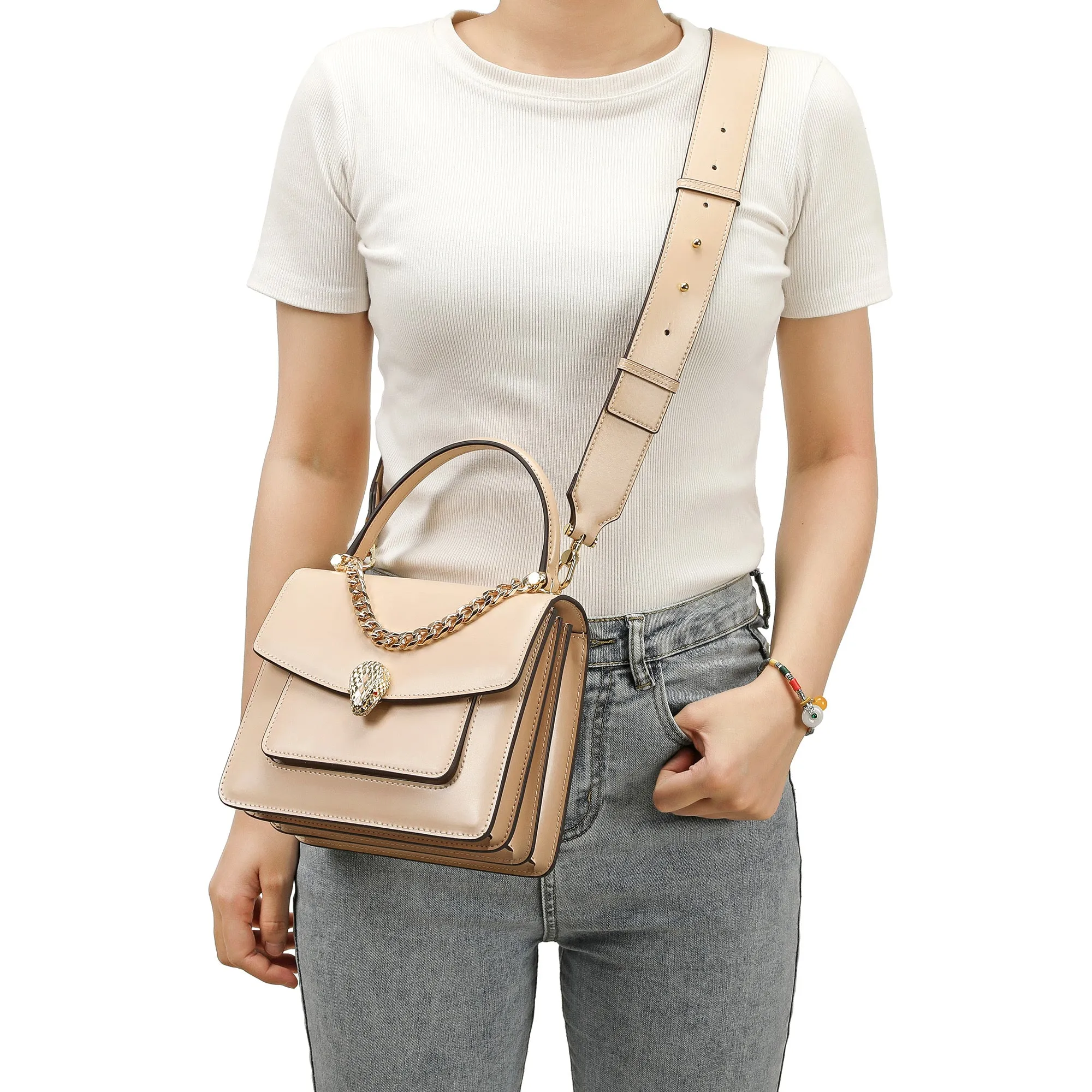 Smooth Leather Top-Handle Crossbody