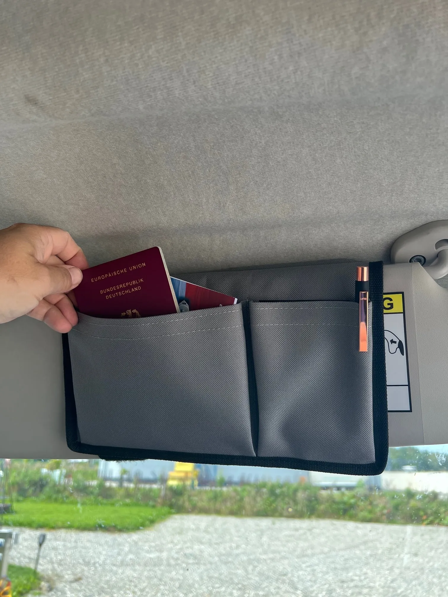 Sonnenblende Tasche / Organizer in Schwarz oder Grau