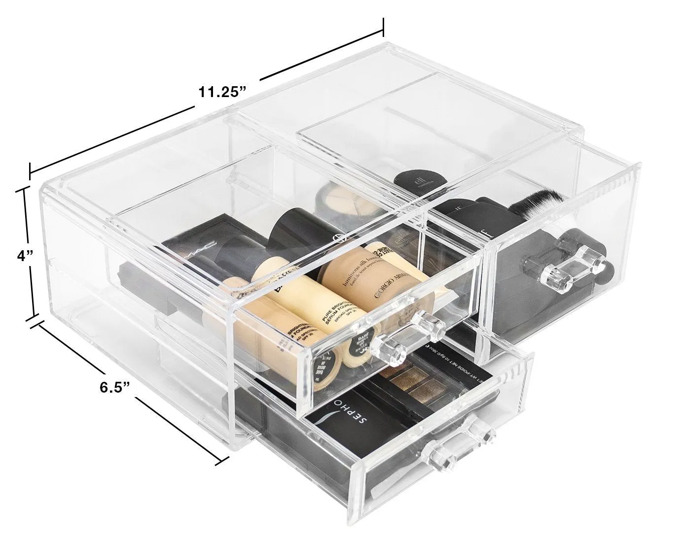Sorbus Acrylic Cosmetics Makeup and Jewelry Storage Case Display Sets -Interlocking Drawers to Create Your Own Specially Designed Makeup Counter -Stackable and Interchangeable