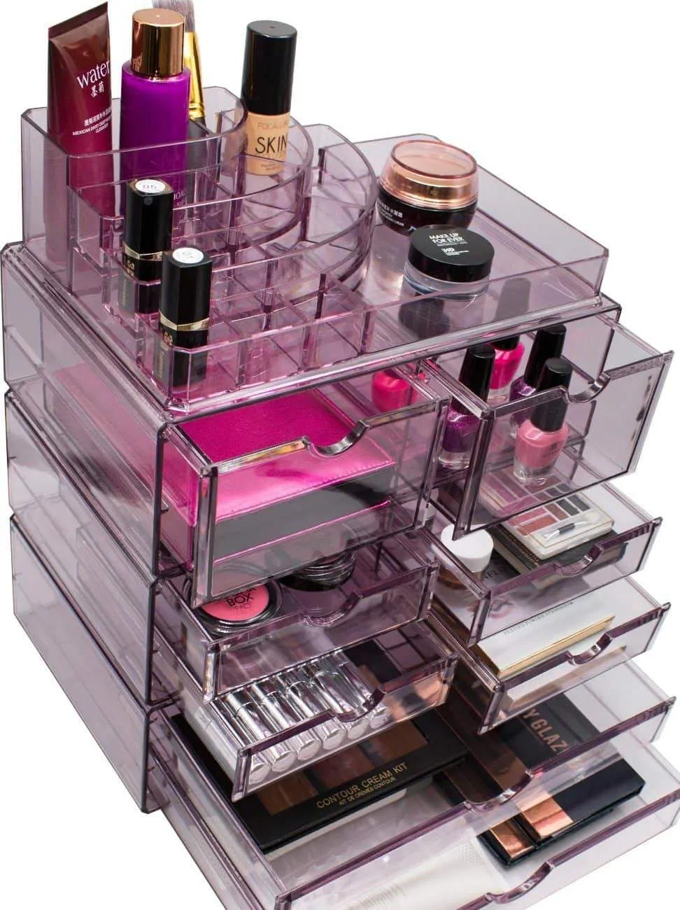 Sorbus Acrylic Cosmetics Makeup and Jewelry Storage Case X-Large Display Sets -Interlocking Scoop Drawers to Create Your Own Specially Designed Makeup Counter -Stackable and Interchangeable (Purple)