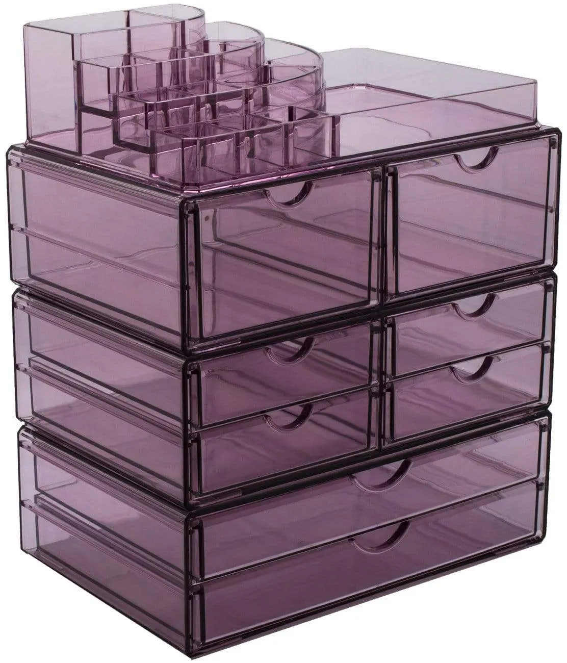 Sorbus Acrylic Cosmetics Makeup and Jewelry Storage Case X-Large Display Sets -Interlocking Scoop Drawers to Create Your Own Specially Designed Makeup Counter -Stackable and Interchangeable (Purple)