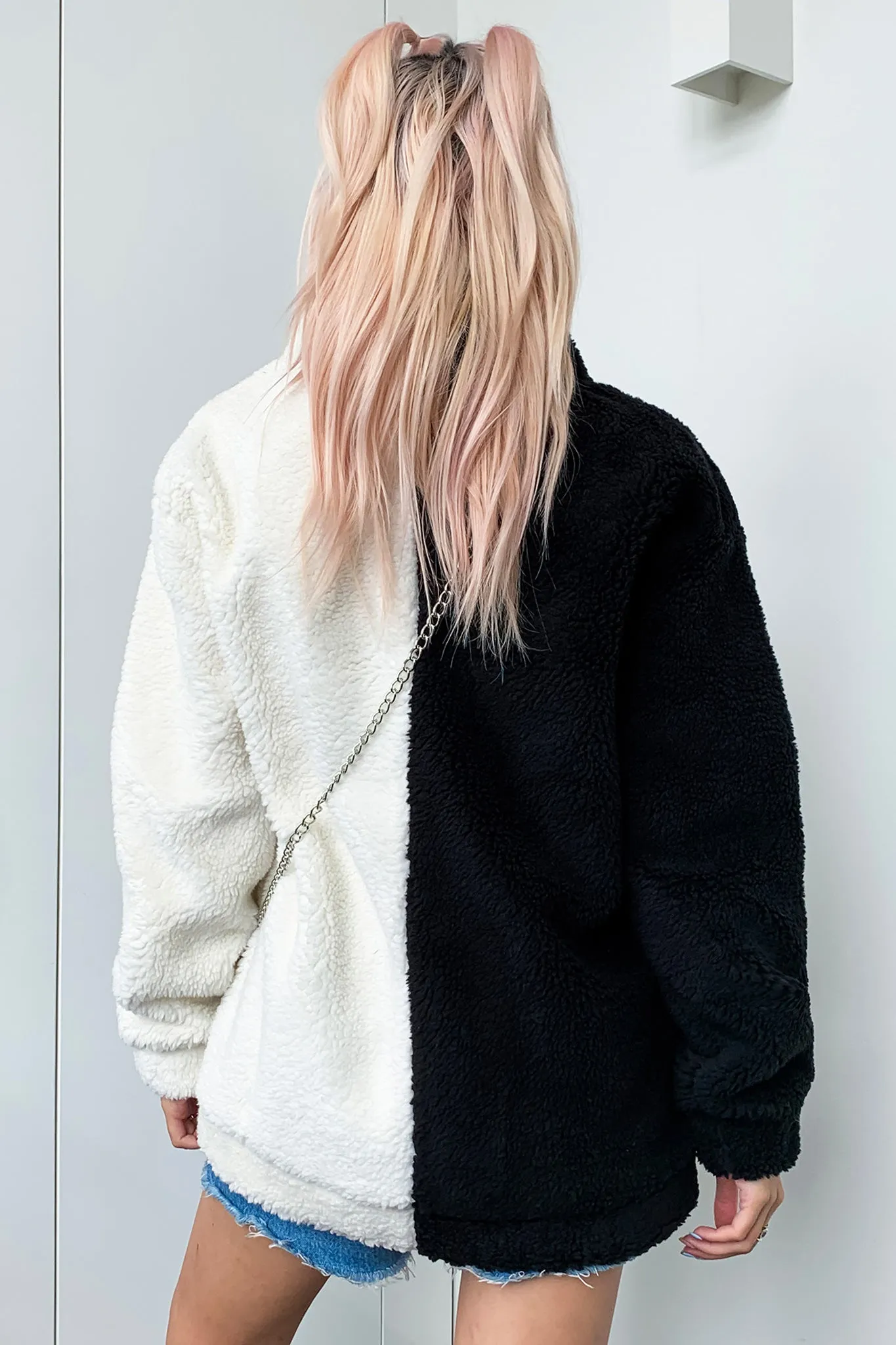 Split Fuzzy Jacket & Bag Set
