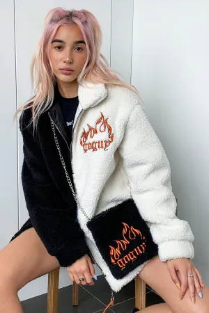 Split Fuzzy Jacket & Bag Set