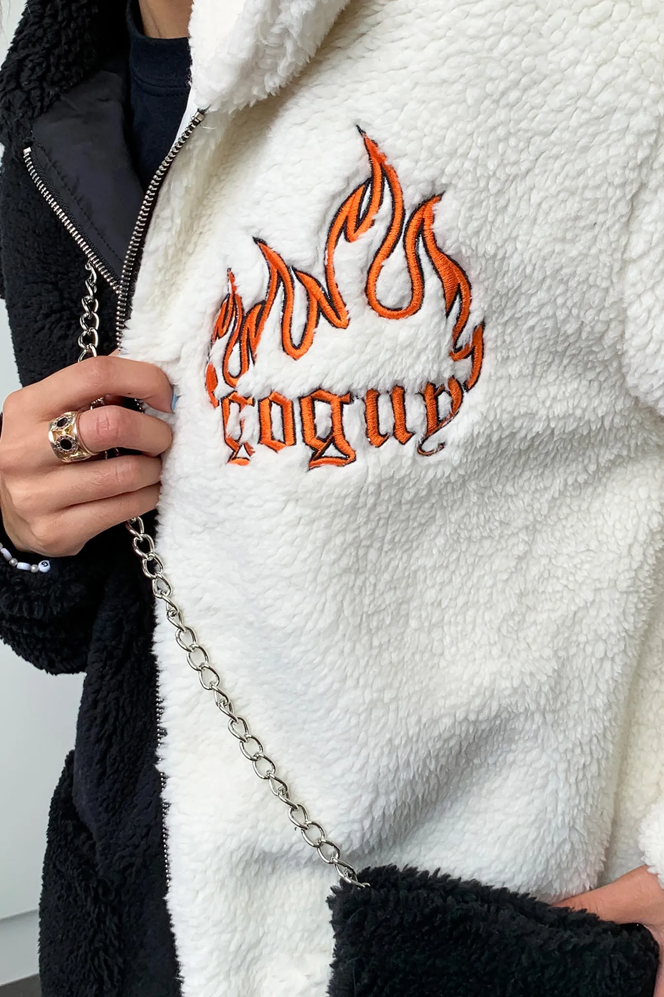 Split Fuzzy Jacket & Bag Set