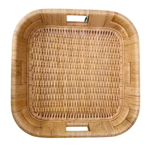 Square Rattan Tray Natural
