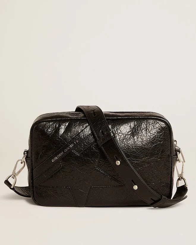 star bag in wrinkled lamb leather - black