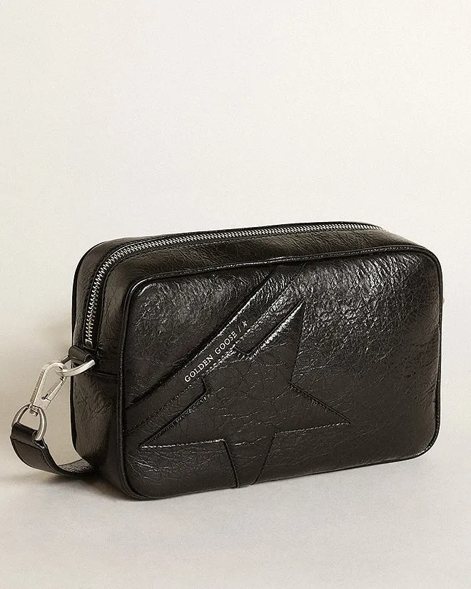 star bag in wrinkled lamb leather - black