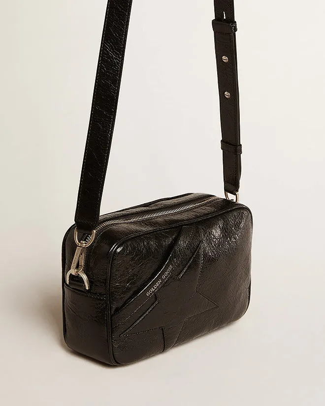 star bag in wrinkled lamb leather - black