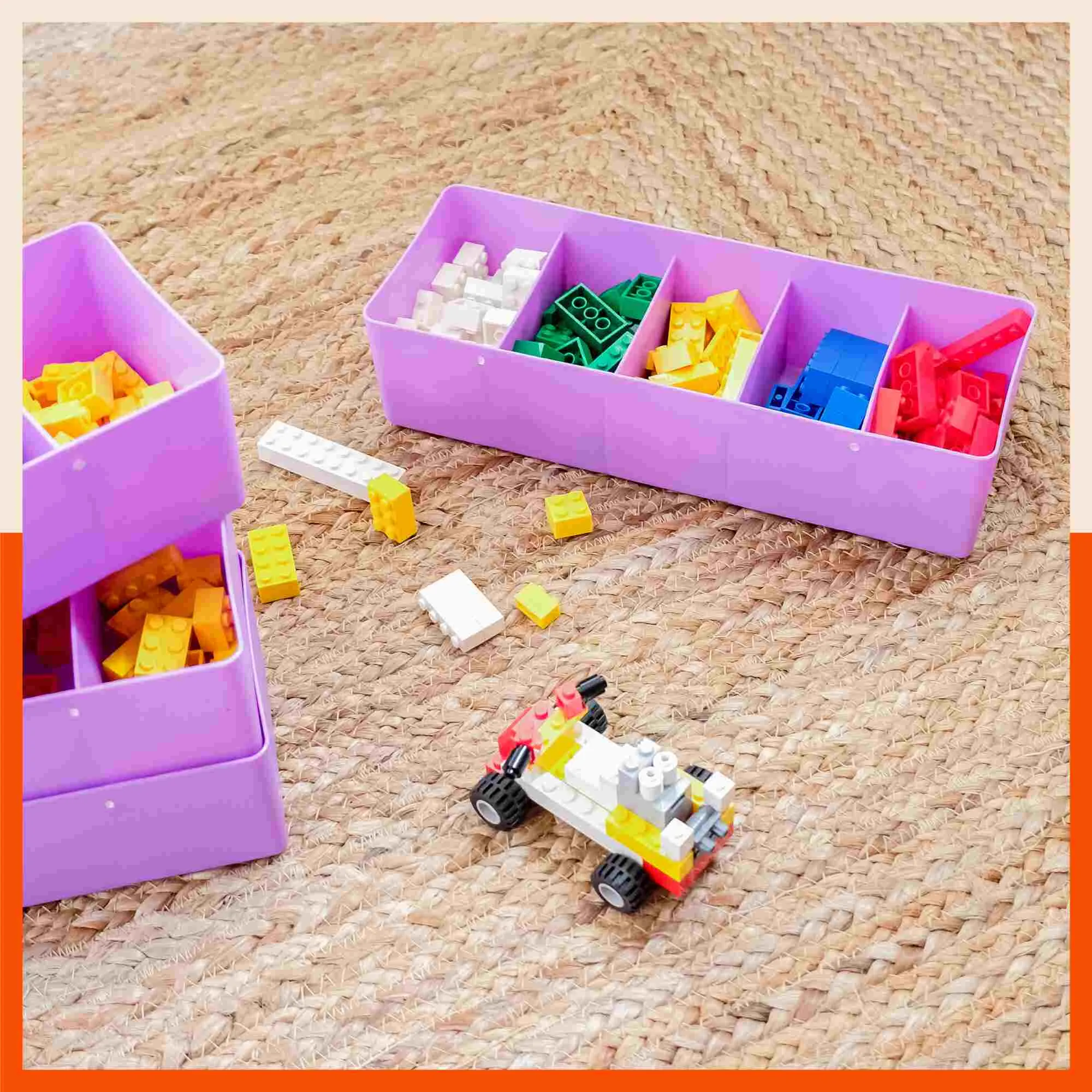 Stomo Dori Multi-Purpose Stackable Drawer Organizer For Home | Peach - Set of 3