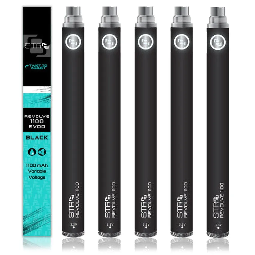 STR8 Revolve 1100 mAh Evod 510 Batteries - Black - (1 or 5 Count)
