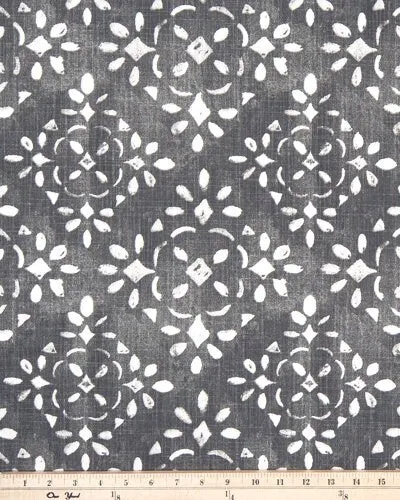 Straight Valance in Blue or Charcoal Grey and White Stencil Print, Fully Lined, Custom Made