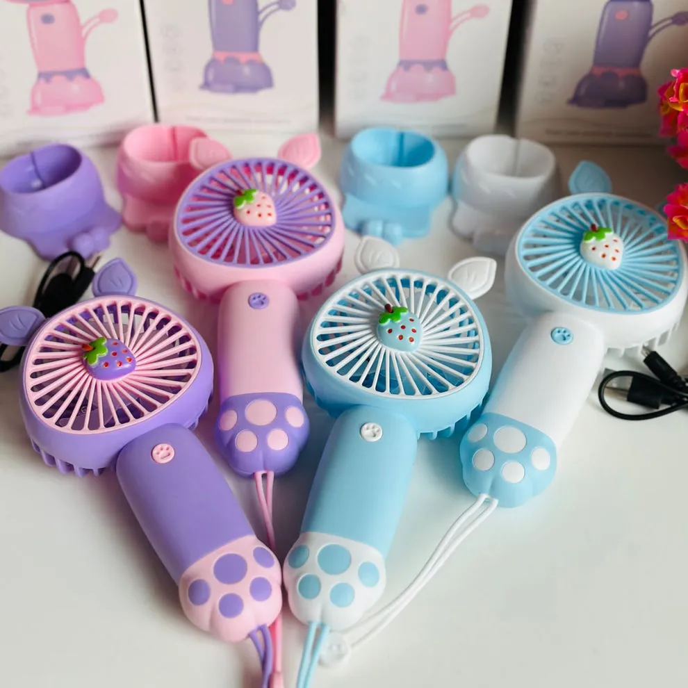 Strawberry Cat Paw Fan (USB Chargeable)