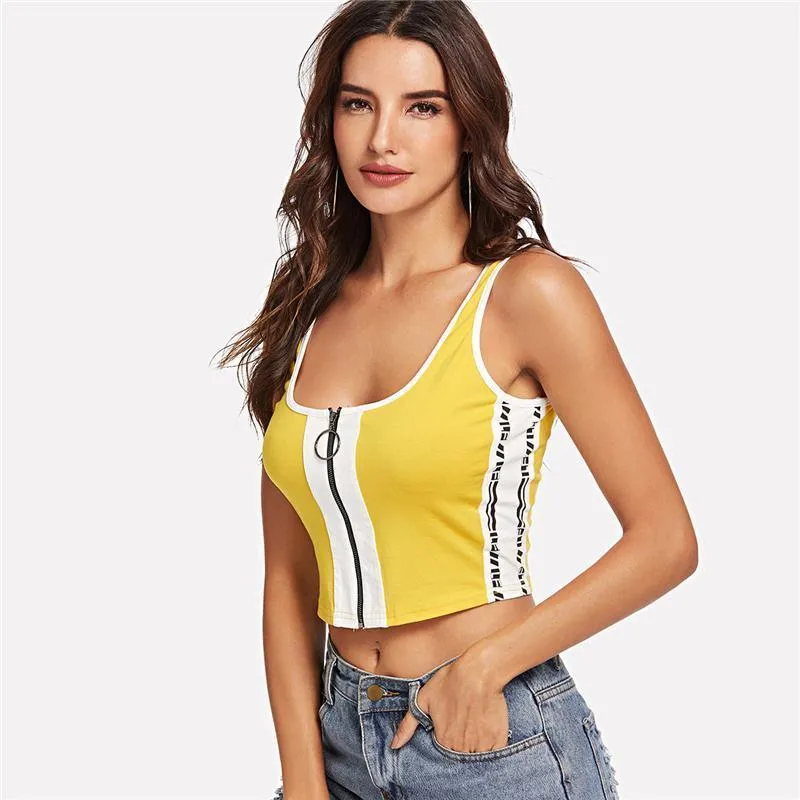 Striped Zip-Up Crop Top