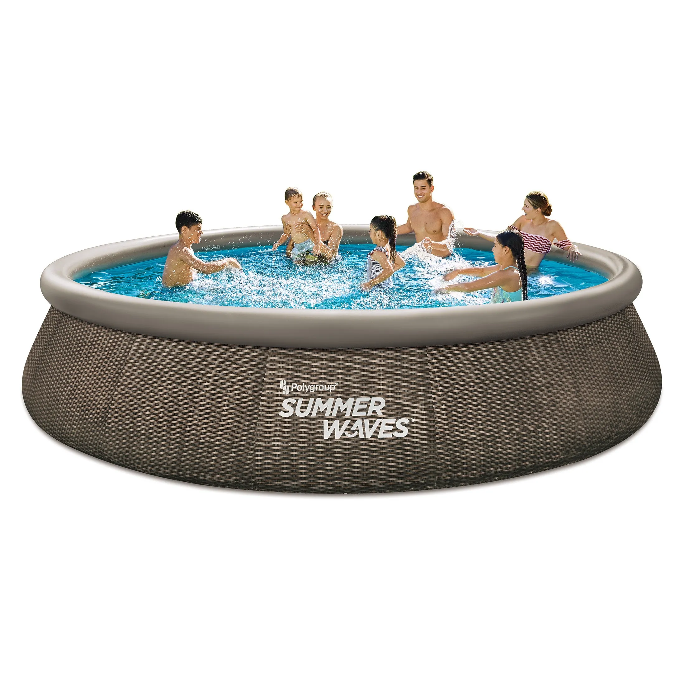 Summer Waves 15 ft Dark Double Rattan Quick Set Pool, Round, Ages 6 , Unisex - display_model