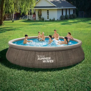 Summer Waves 15 ft Dark Double Rattan Quick Set Pool, Round, Ages 6 , Unisex - display_model