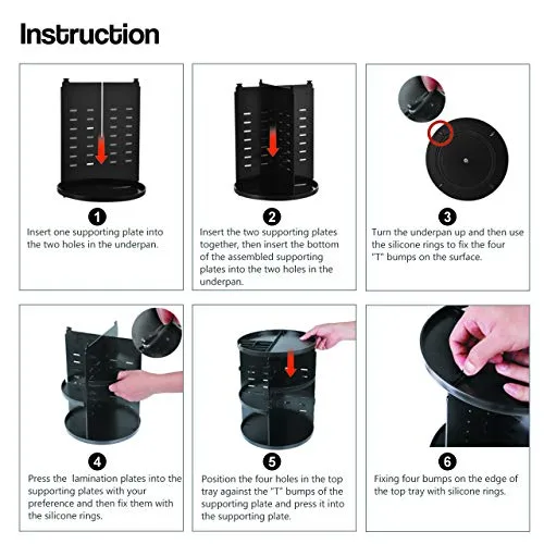 Syntus 360 Rotating Makeup Organizer, DIY Adjustable Bathroom Makeup Carousel Spinning Holder Rack, Large Capacity Cosmetics Storage Box Vanity Shelf Countertop, Fits Makeup Brushes, Lipsticks, Black