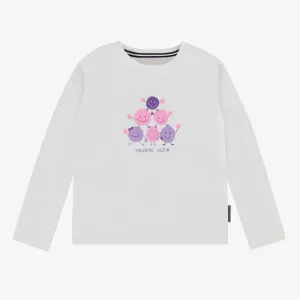 T-shirt blanc à manches longues de coupe régulière, enfant || White long-sleeved t-shirt in a relaxed fit, child