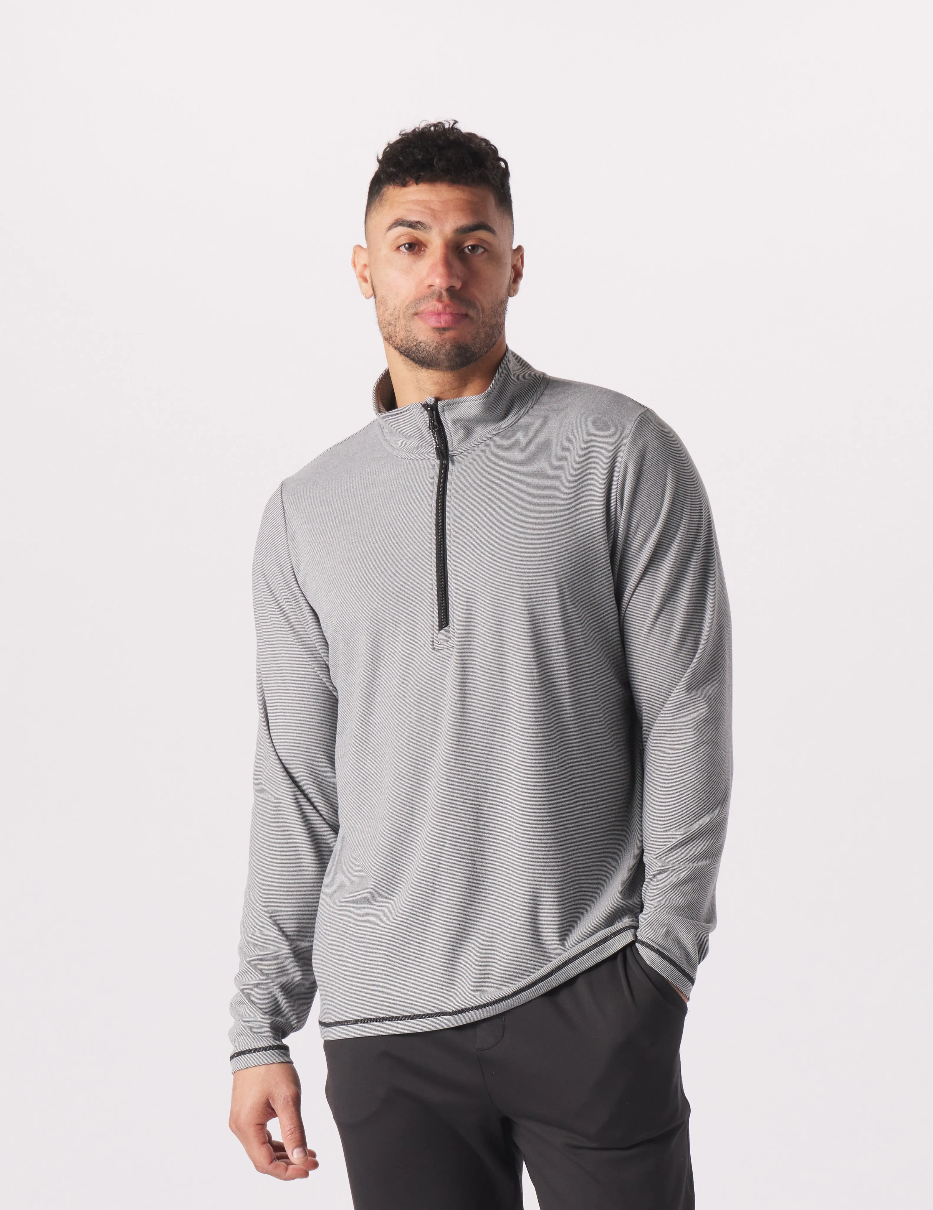 Tahoe 1/4 Zip: Black/White Stripe