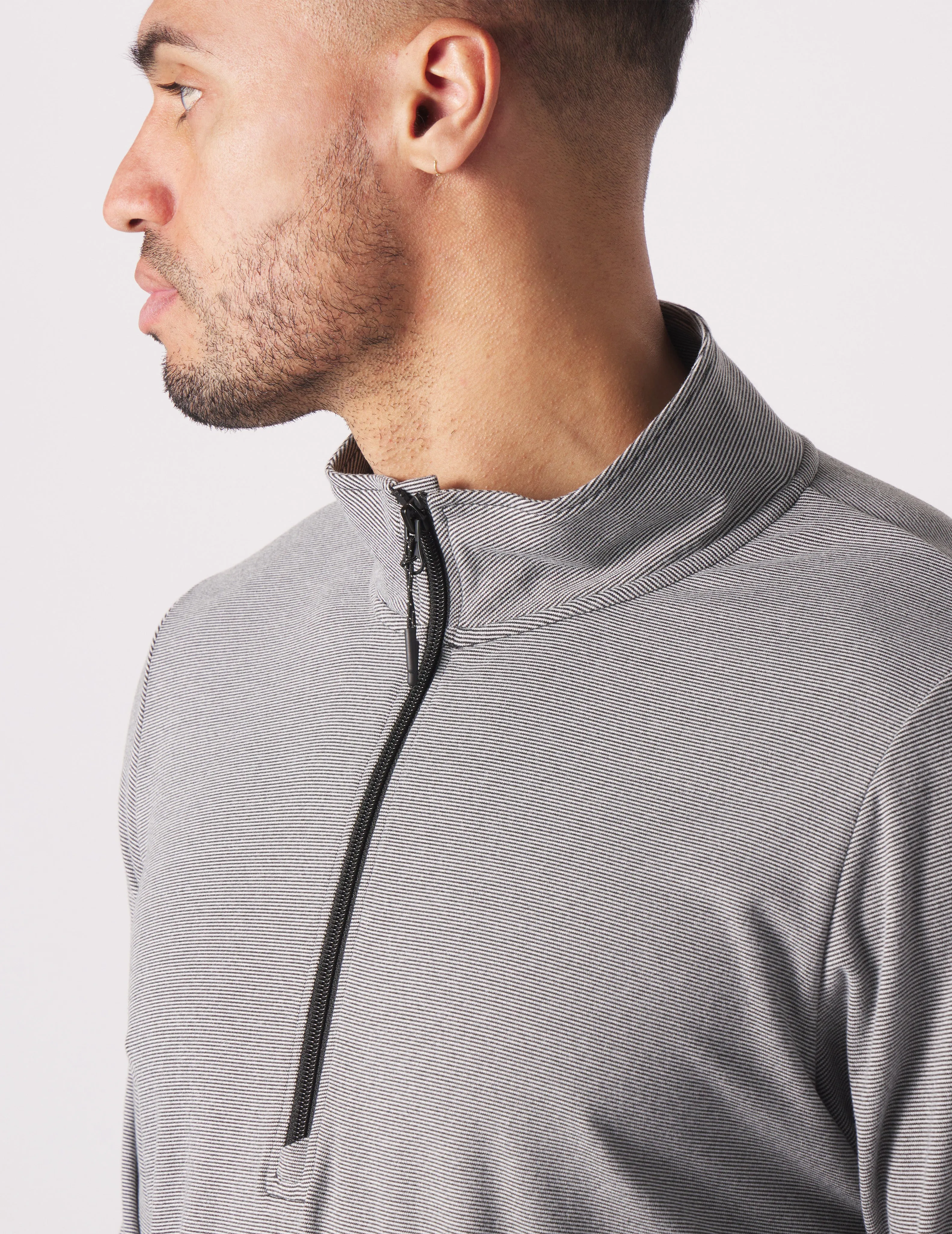Tahoe 1/4 Zip: Black/White Stripe