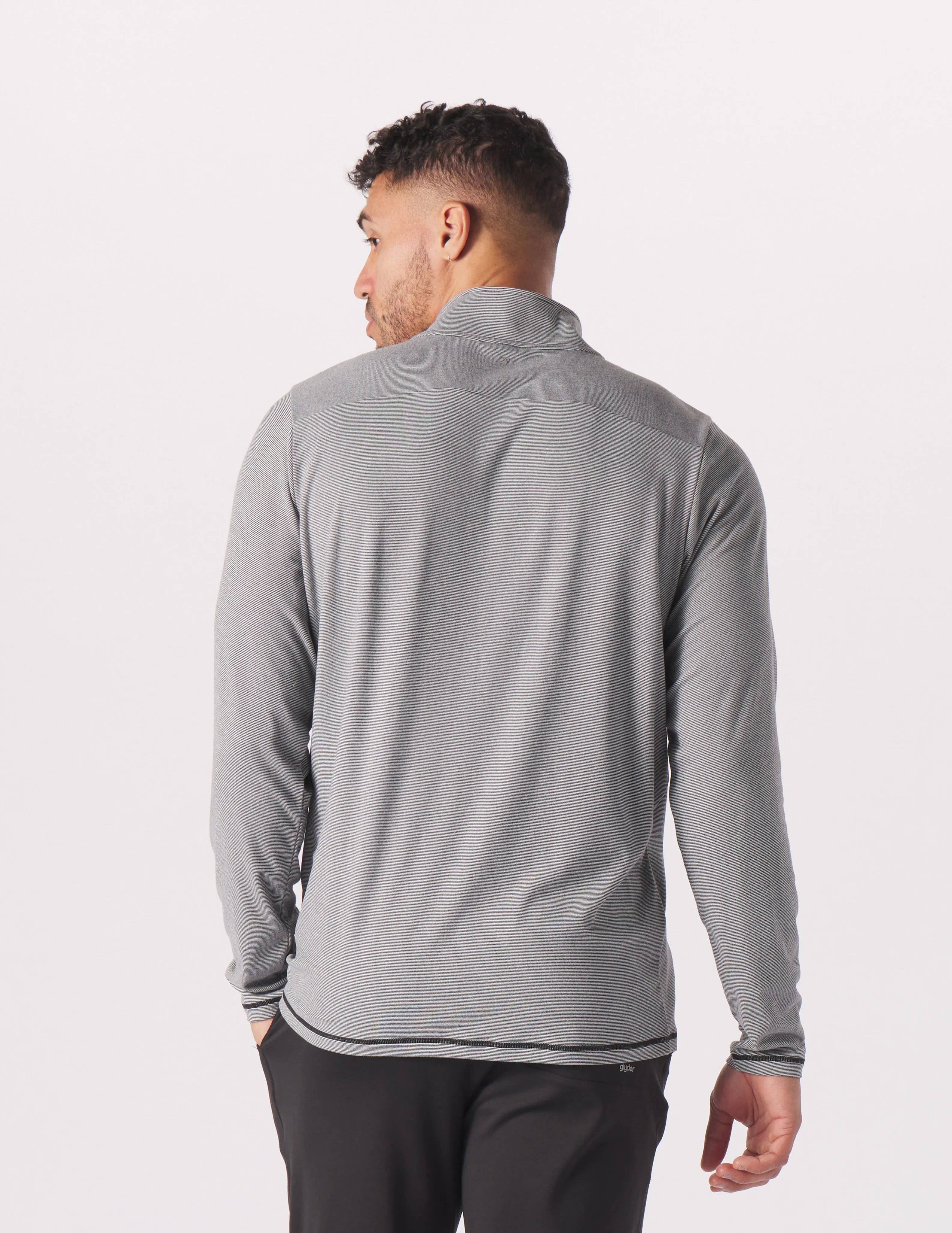 Tahoe 1/4 Zip: Black/White Stripe