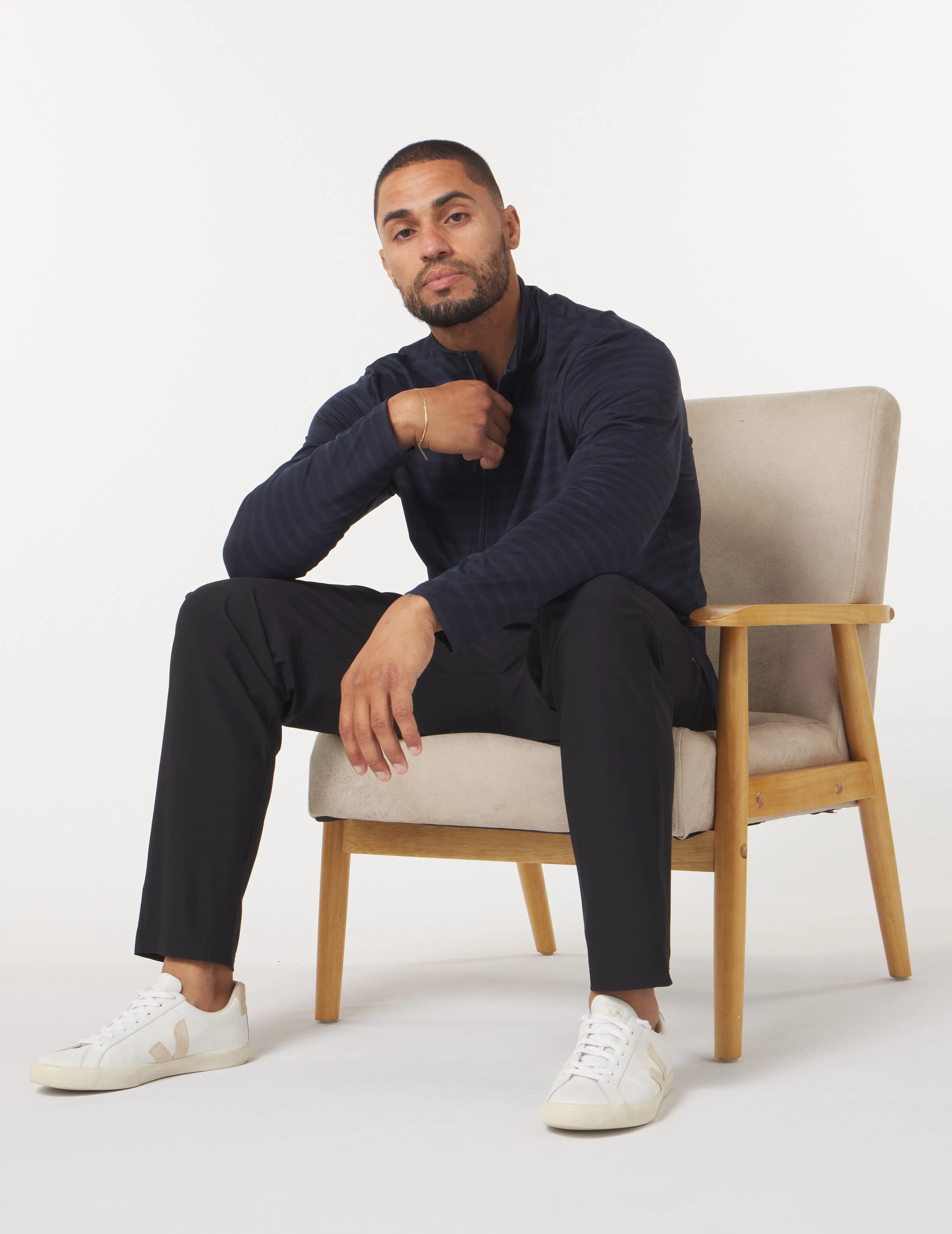 Tahoe 1/4 Zip: Navy Stripe