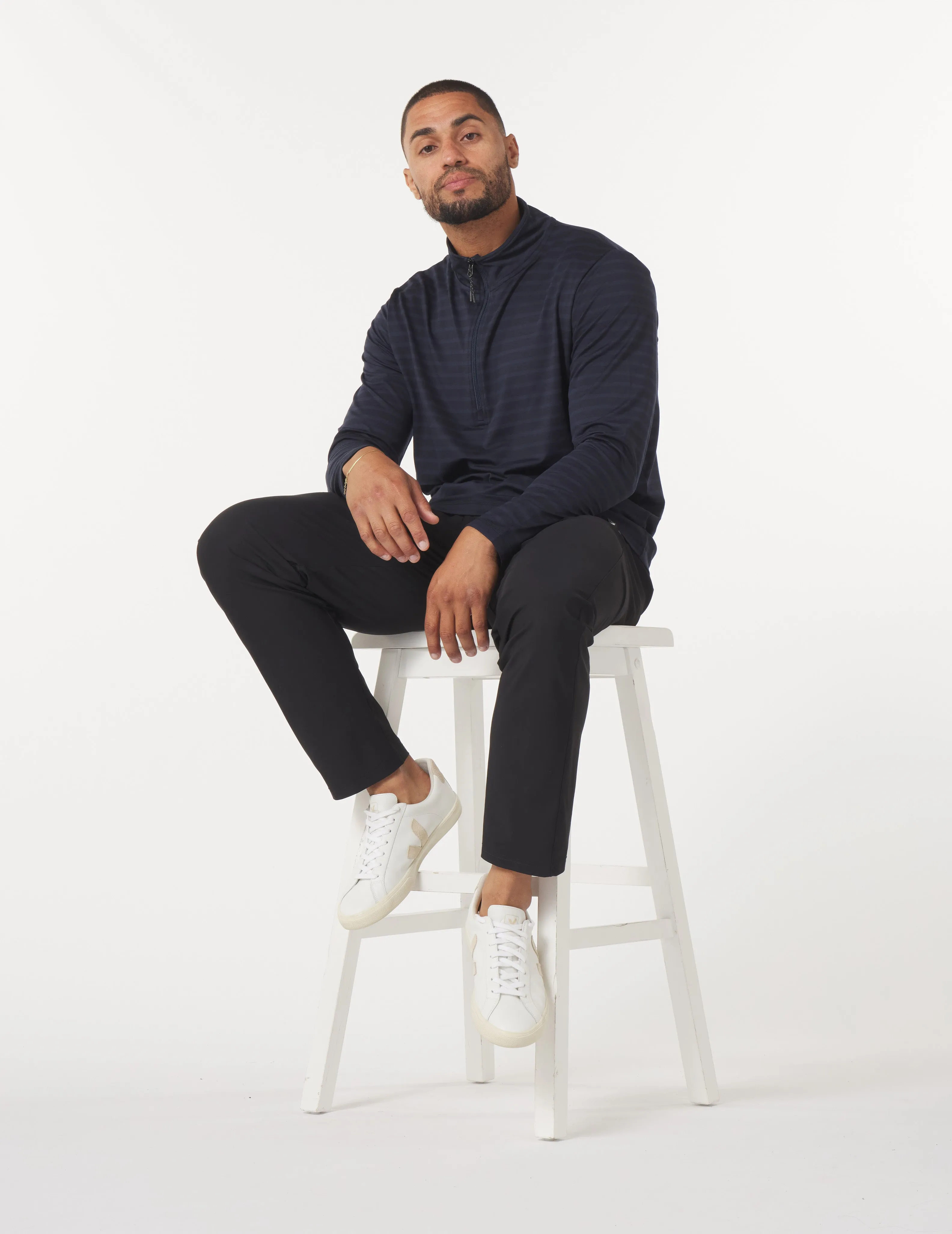 Tahoe 1/4 Zip: Navy Stripe