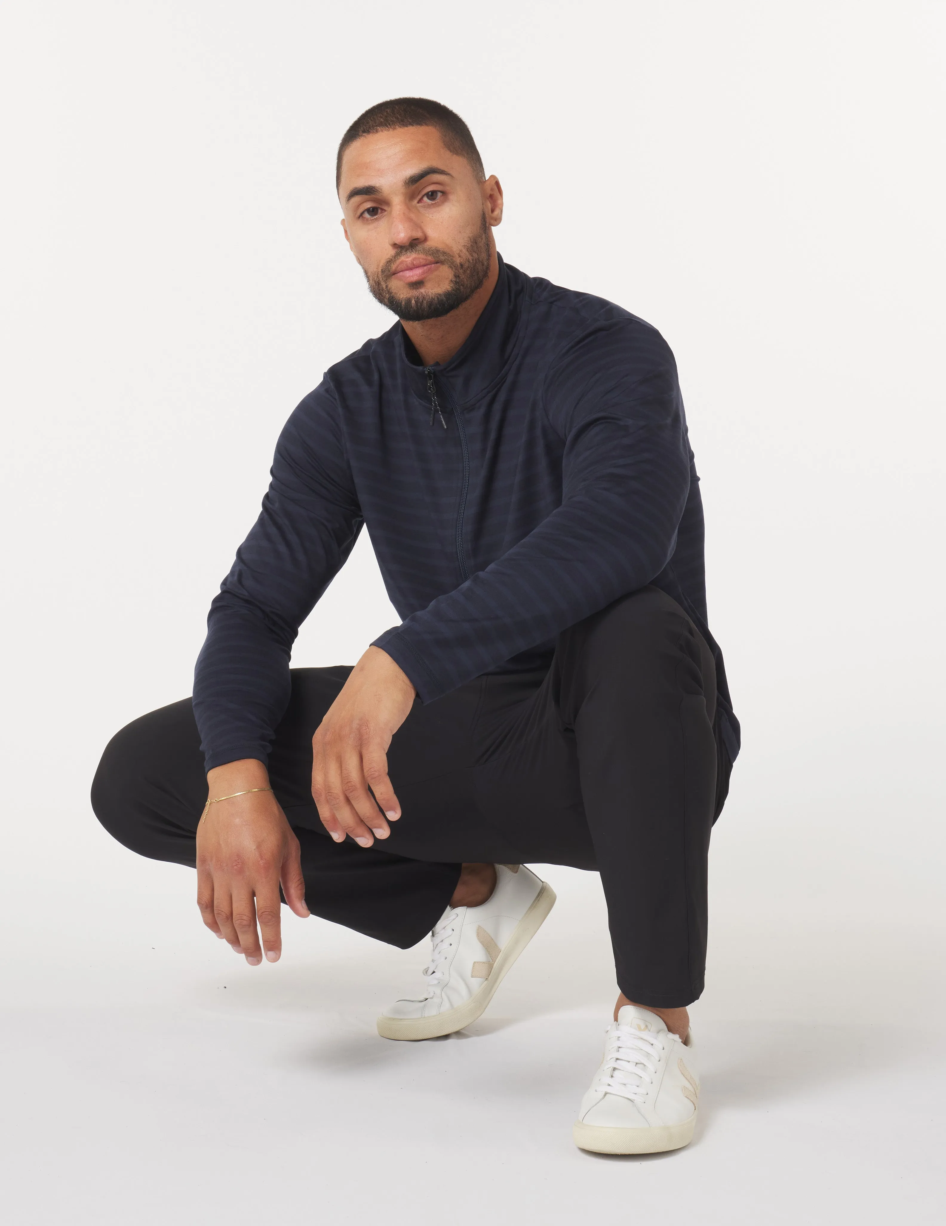 Tahoe 1/4 Zip: Navy Stripe
