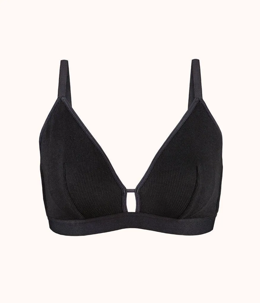 The Ribbed Busty Bralette: Jet Black