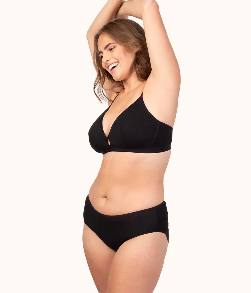 The Ribbed Busty Bralette: Jet Black