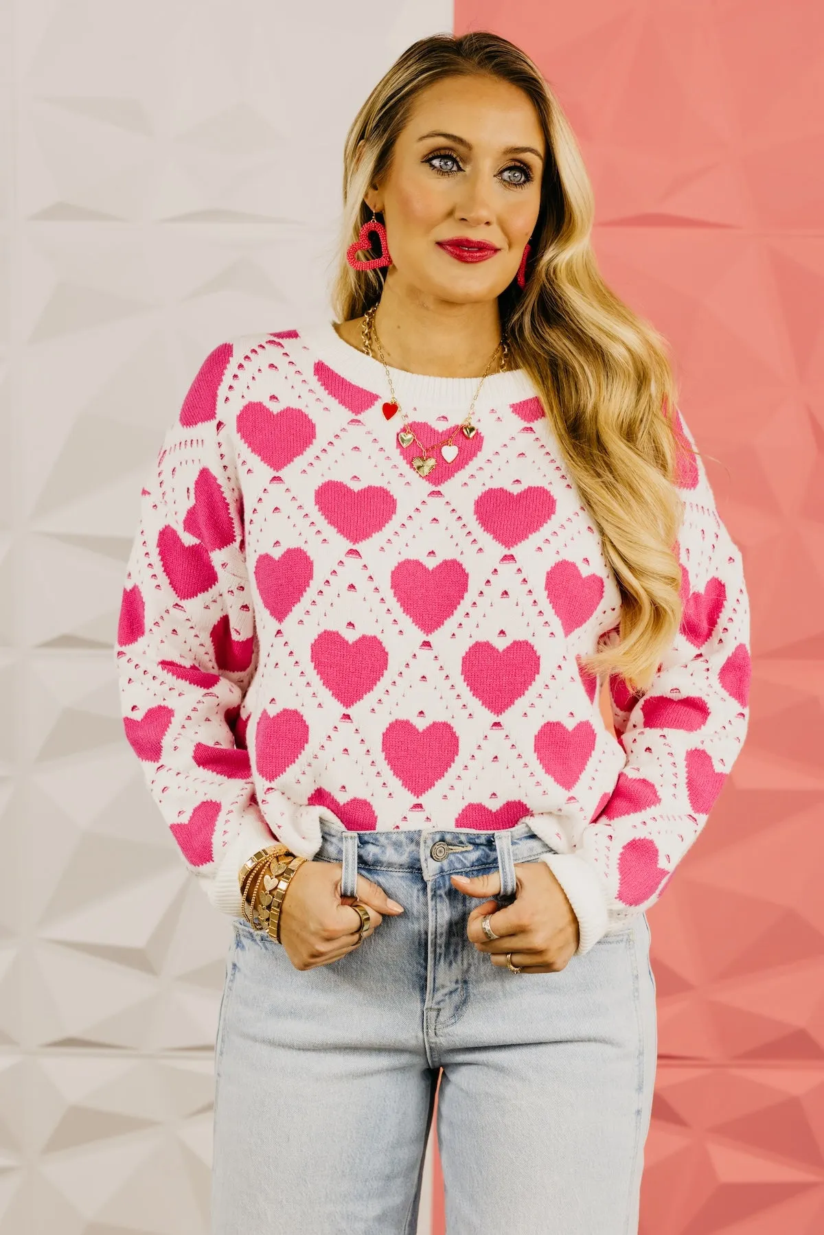 The Taylin Lattice Heart Sweater