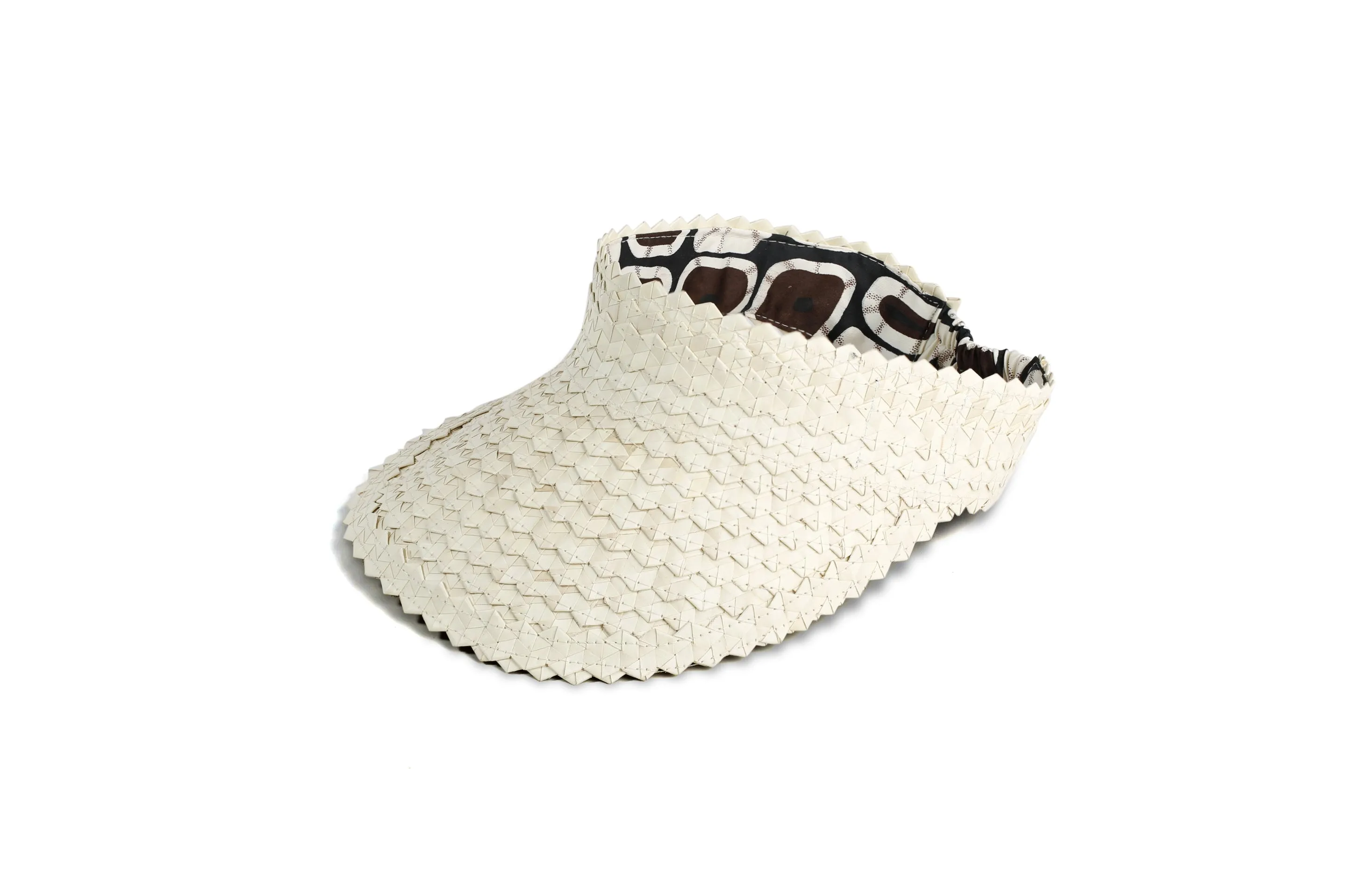 Tide Off White - Silk African Print Rattan Visor