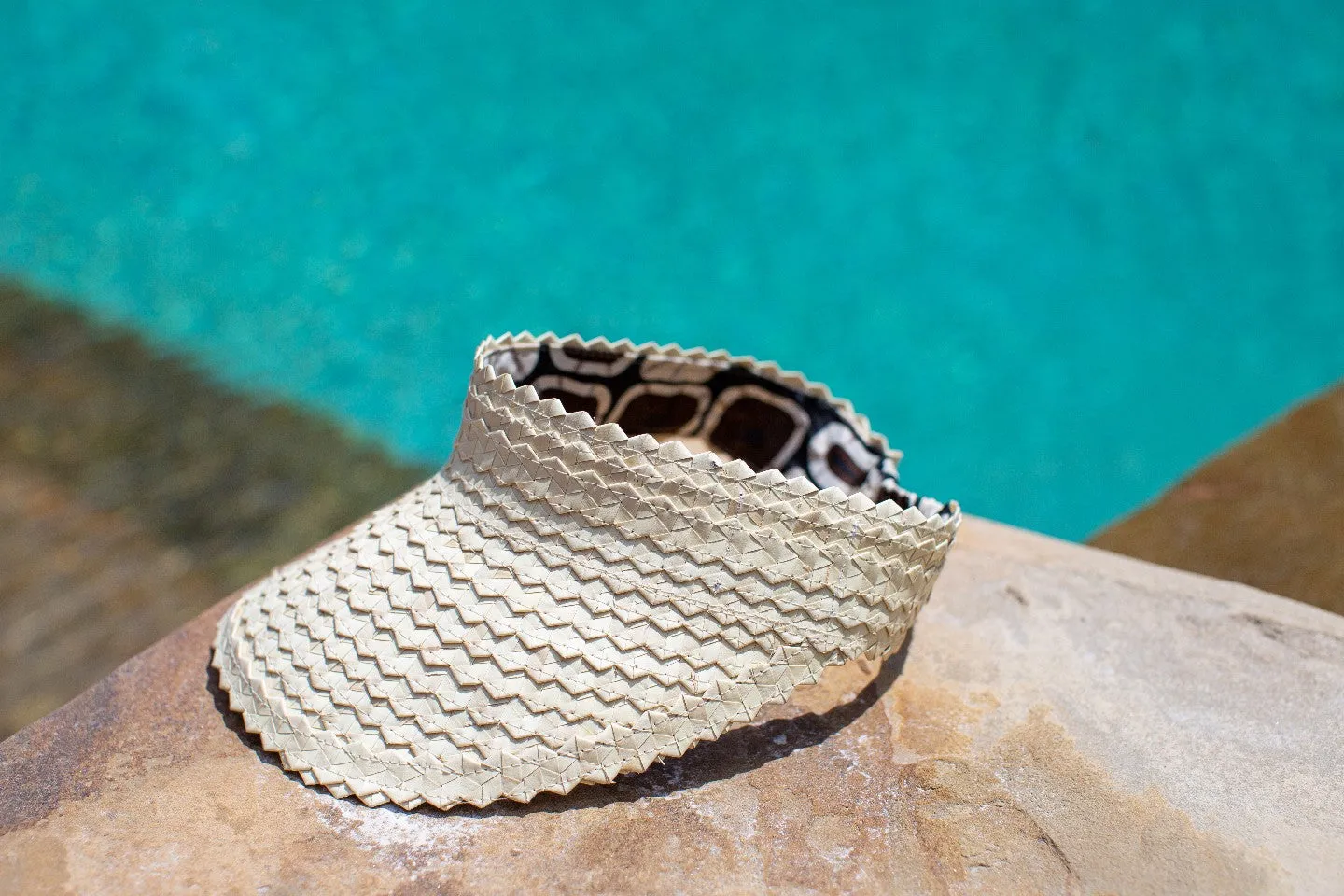 Tide Off White - Silk African Print Rattan Visor