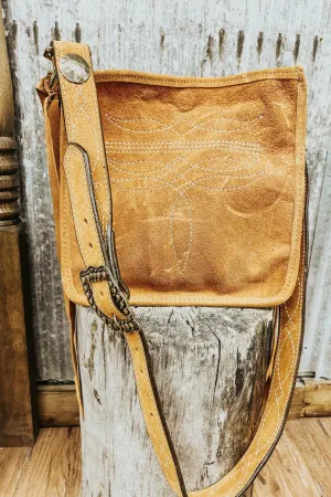 Toast Suede Square Tote with Brass Hardware