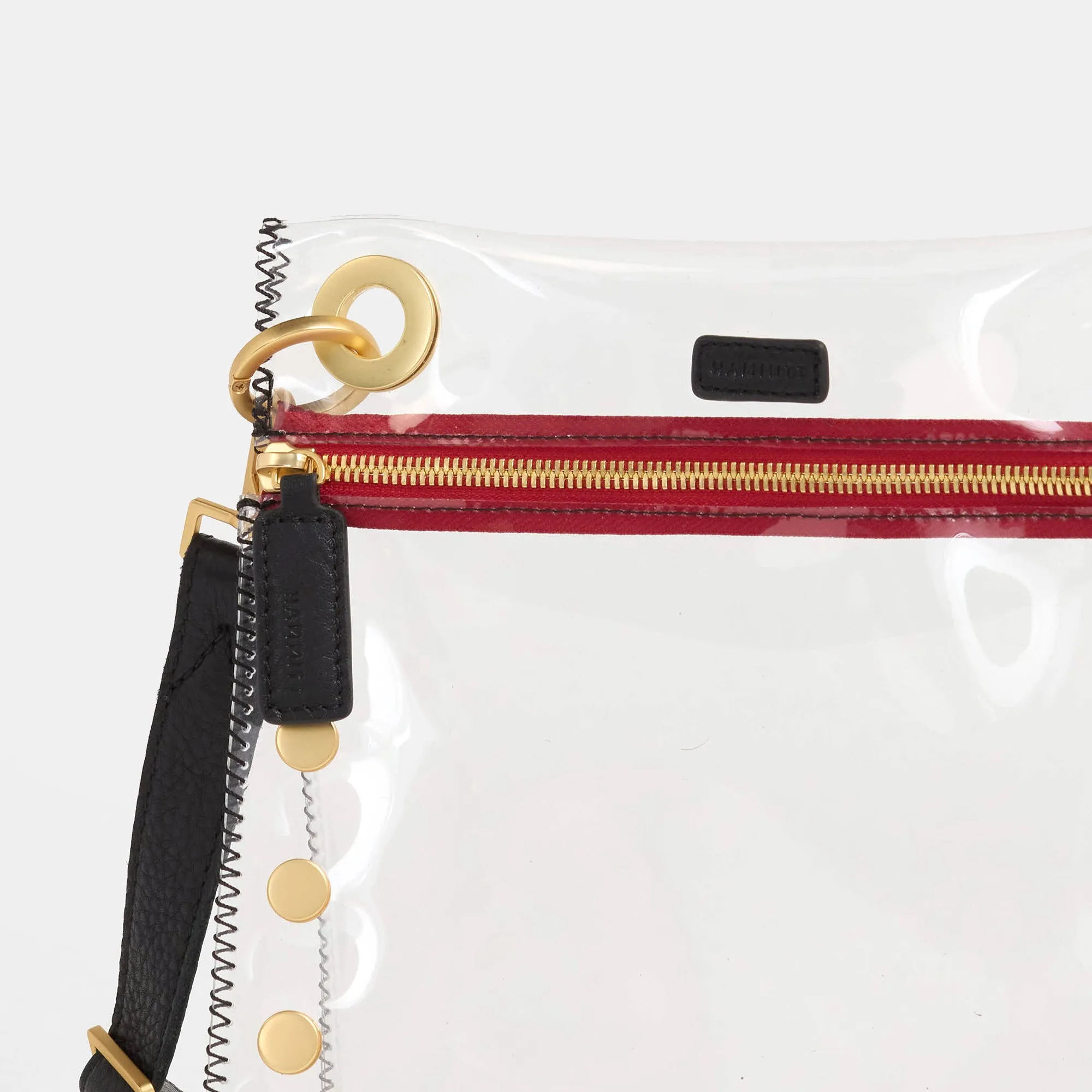 Tony | Clear Black/Brushed Gold Red Zip | Med